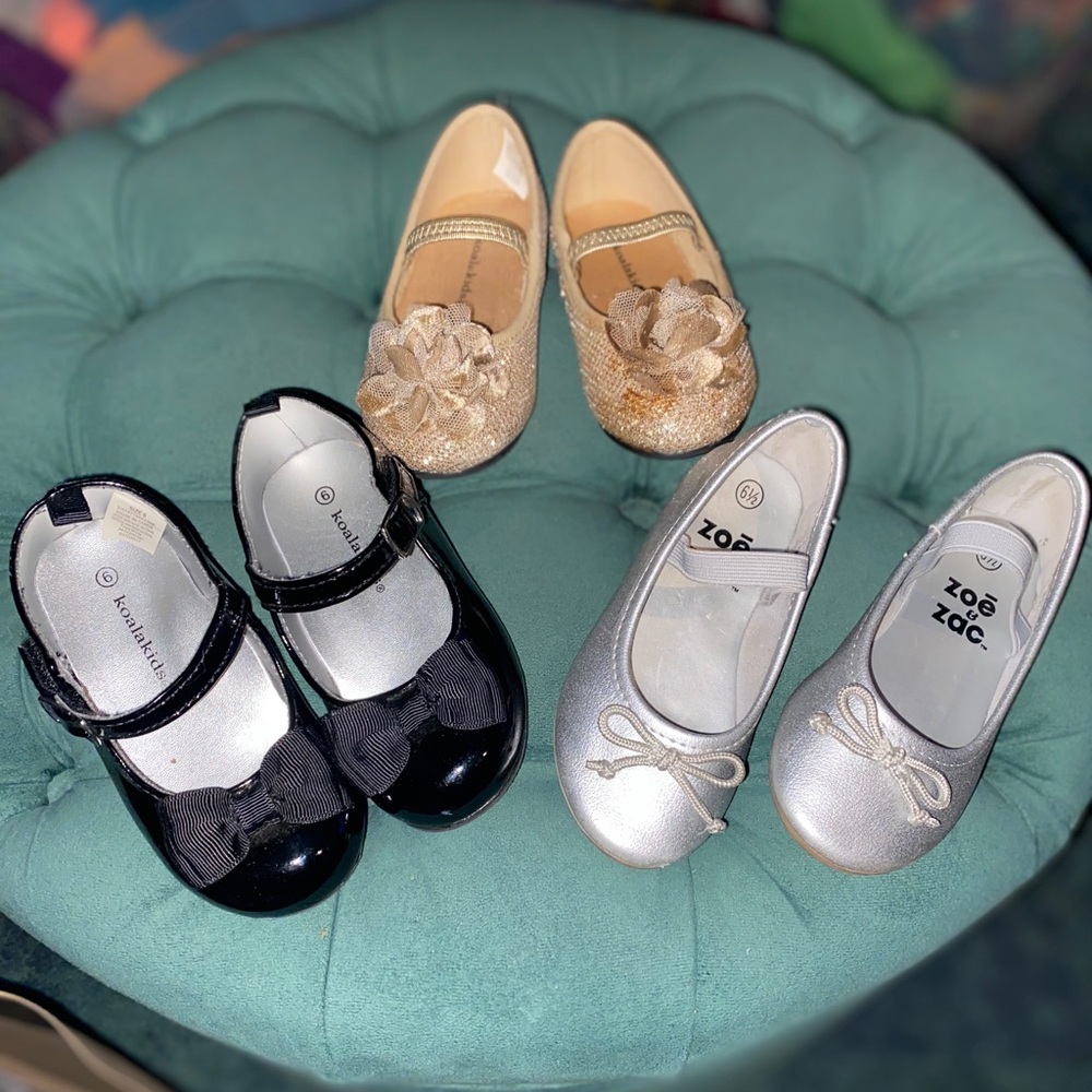 Toddler Girl Dress Shoes - Gold/Black/Silver